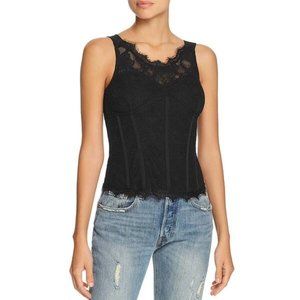 Guess Moira Lace Corset Top XS Bustier Jet Black